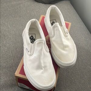 Vans Classic White Canvas Slip-Ons